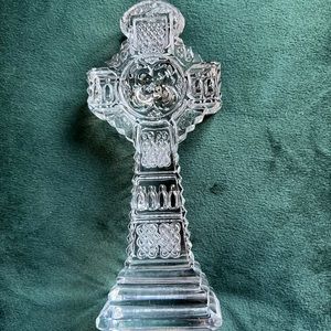 Galway Lead Crystal Celtic Cross. New with tag on it. Laser inscribed on foot.